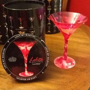 NIB Retired Lolita Martini Glass Love Birds